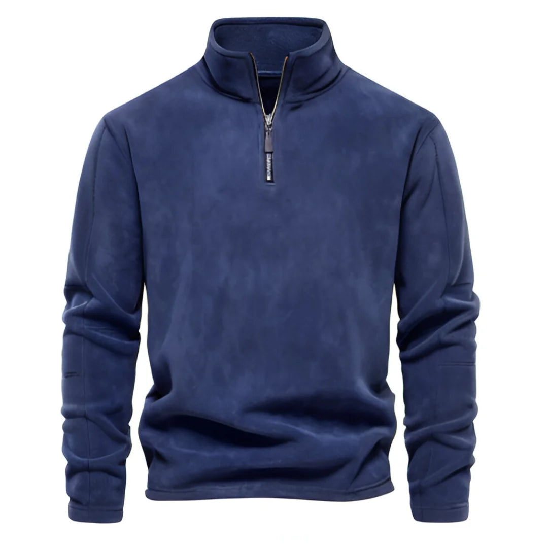 Aiopeson Men's Thick Fleece Jacket With Zipper Neck Pullover Soft Shell For Warmth