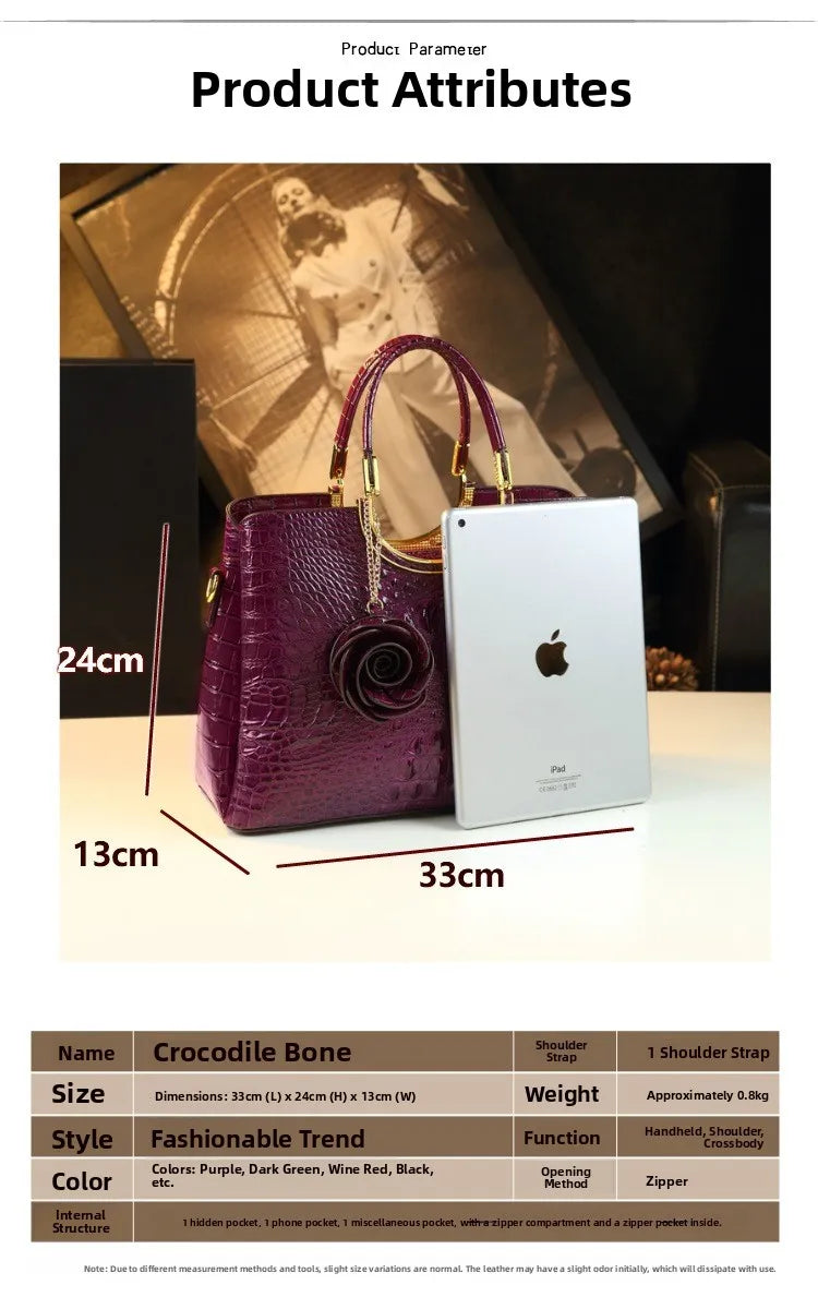 Elegant Leather Crocodile Pattern Wedding Handbag for Women Suitable for Bridal Events And Cheongsam Outfits European Vintage...