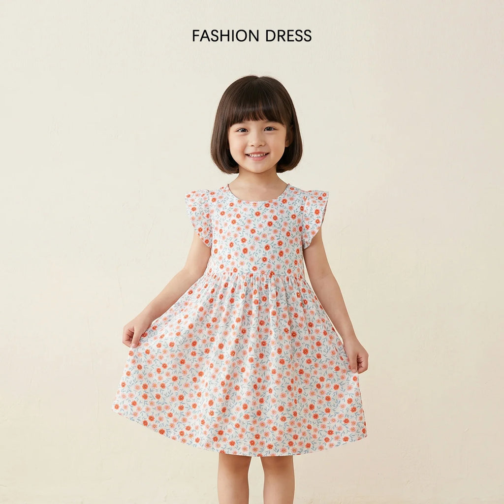 Girl Dress Floral Summer Kids Clothes Girls Children Flower Dresses Flying Sleeve Princess Party Outfit Children's Clothing