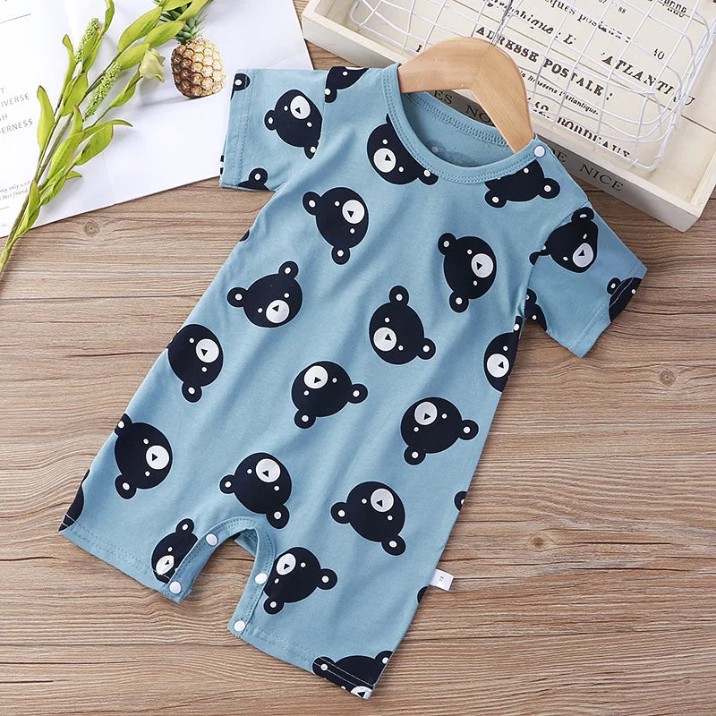 Baby Unisex Romper Jumpsuit - 100% Cotton Short-Sleeve Animal Print