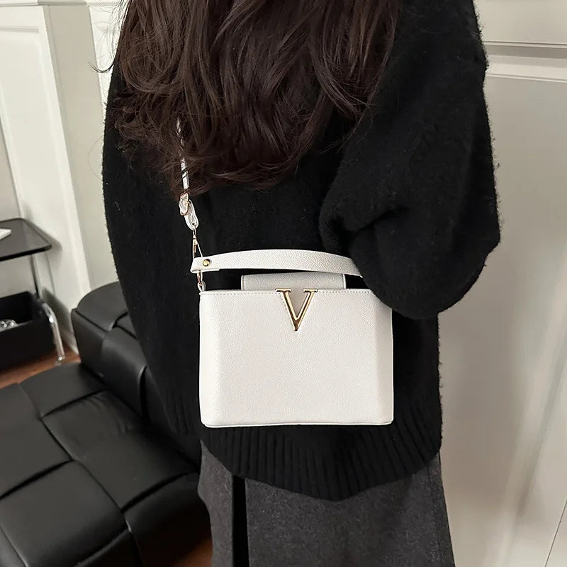 Minimalist Square Shoulder Bag - Women's PU Crossbody Handbag