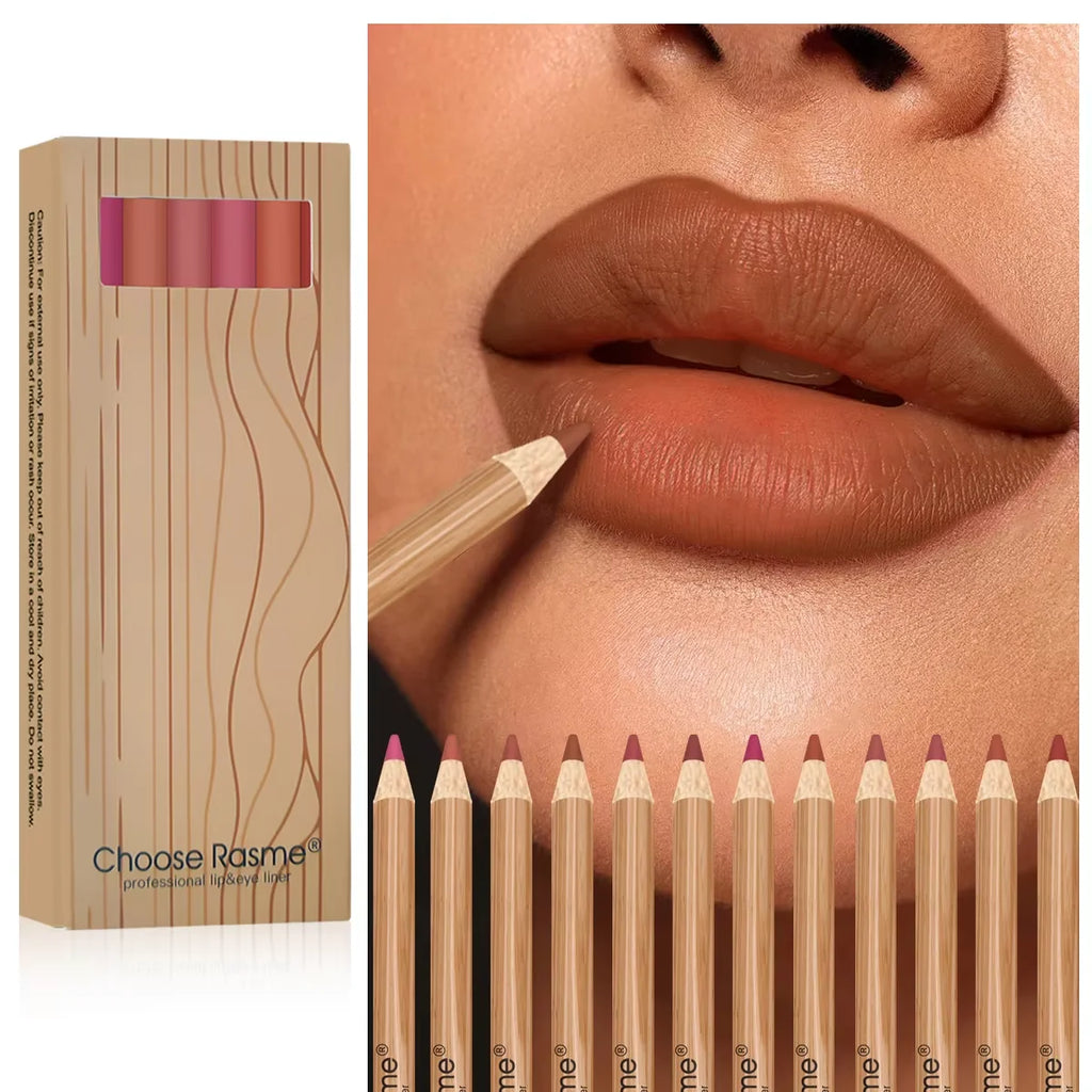 12 Matte Lip Liner Pencil Set Color Rendering Easy Makeup Waterproof Durable Lip Makeup Cosmetics Valentine's Day gift