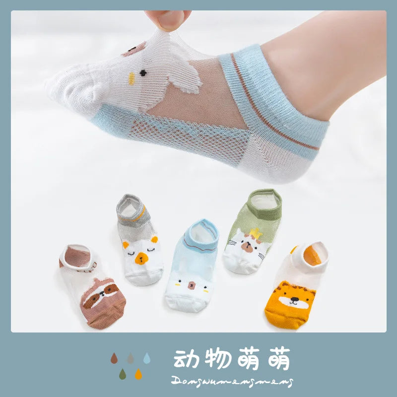 Kids Ultrathin Mesh Boat Socks – 5 Pairs, Ages 0-5Y
