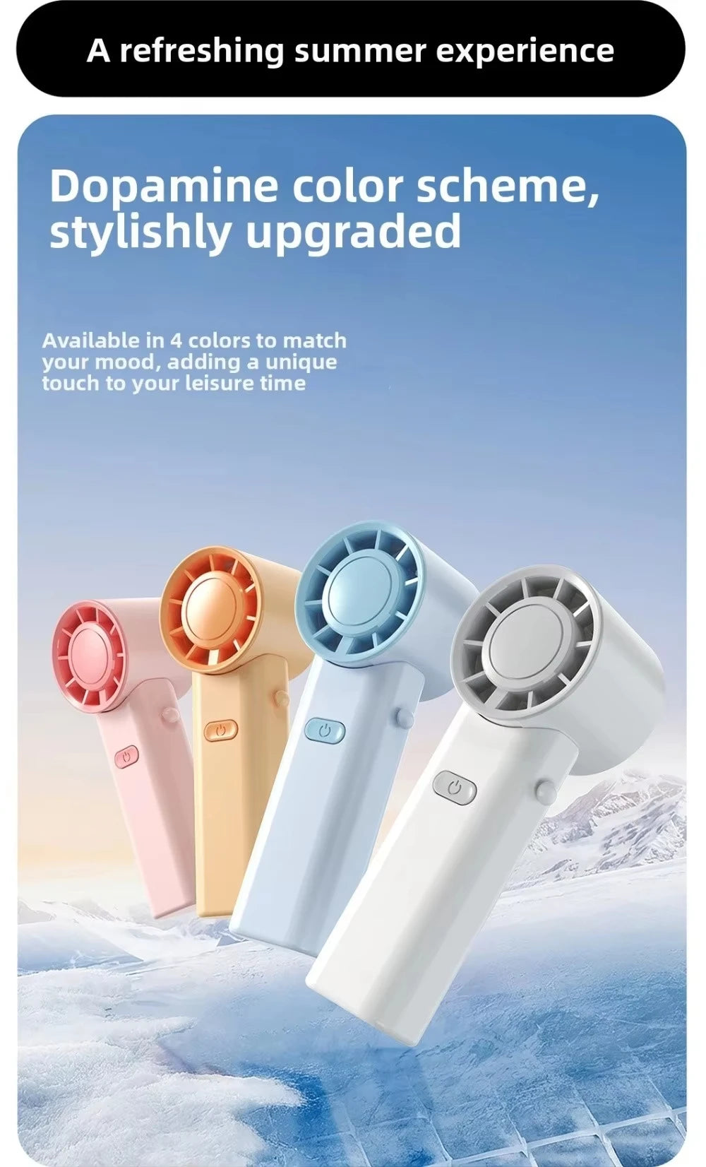 Mini Portable Neck Fan Foldable USB Rechargeable Handheld Fan Hands-Free Cooling for Travel Outdoor Summer