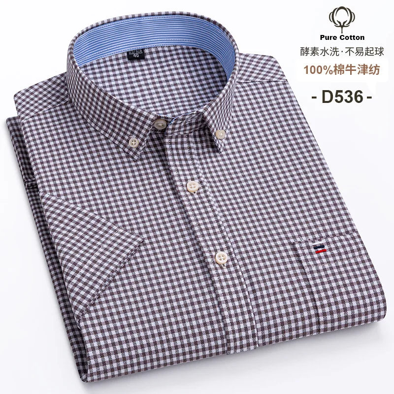 Men's Casual Short Sleeve Shirt - 100% Cotton Classic Fit 7XL