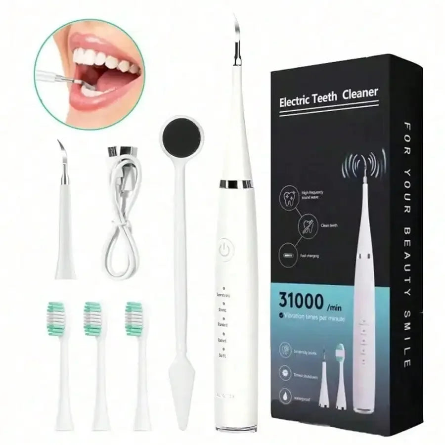 Electric Dental Cleaner, USB Rechargeable Dental Cleaning Tool Set, 5 Cleaning Modes, Promotes Gum Health, Suitable Holiday Gift For Family And Friends.
