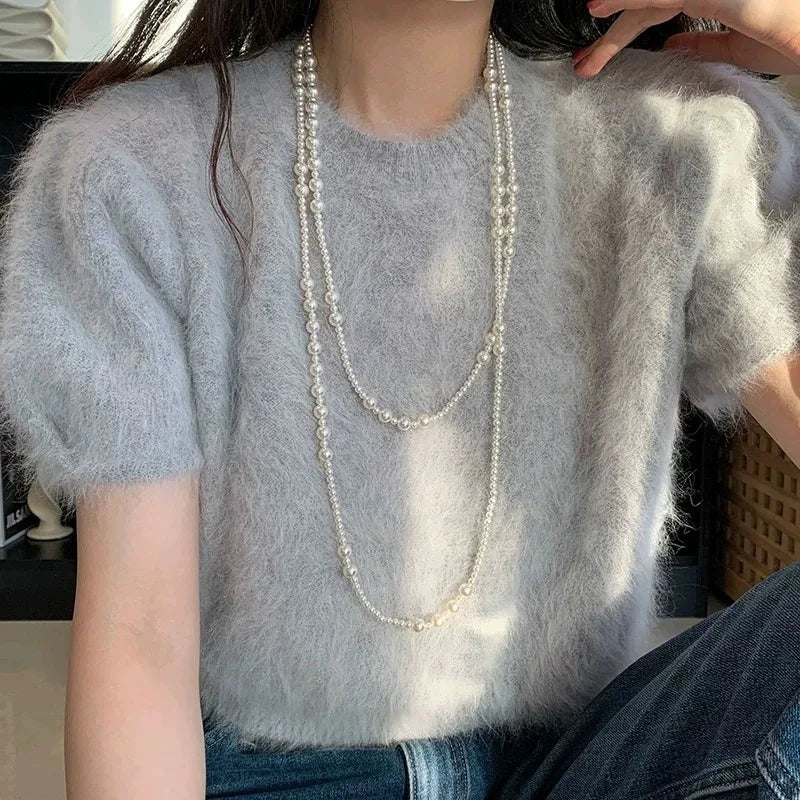 Vintage Long Multi Layered Pearl Necklace for Women Elegant Sweet Collar Chain Sweater Chain Necklaces Luxury Jewelry Gifts