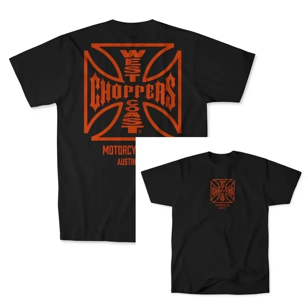 Retro Biker Cross Graphic T Shirt Men Women'S Black Cotton Oversized Short Sleeve Streetwear Casual Motorcycle Style Tee Tops