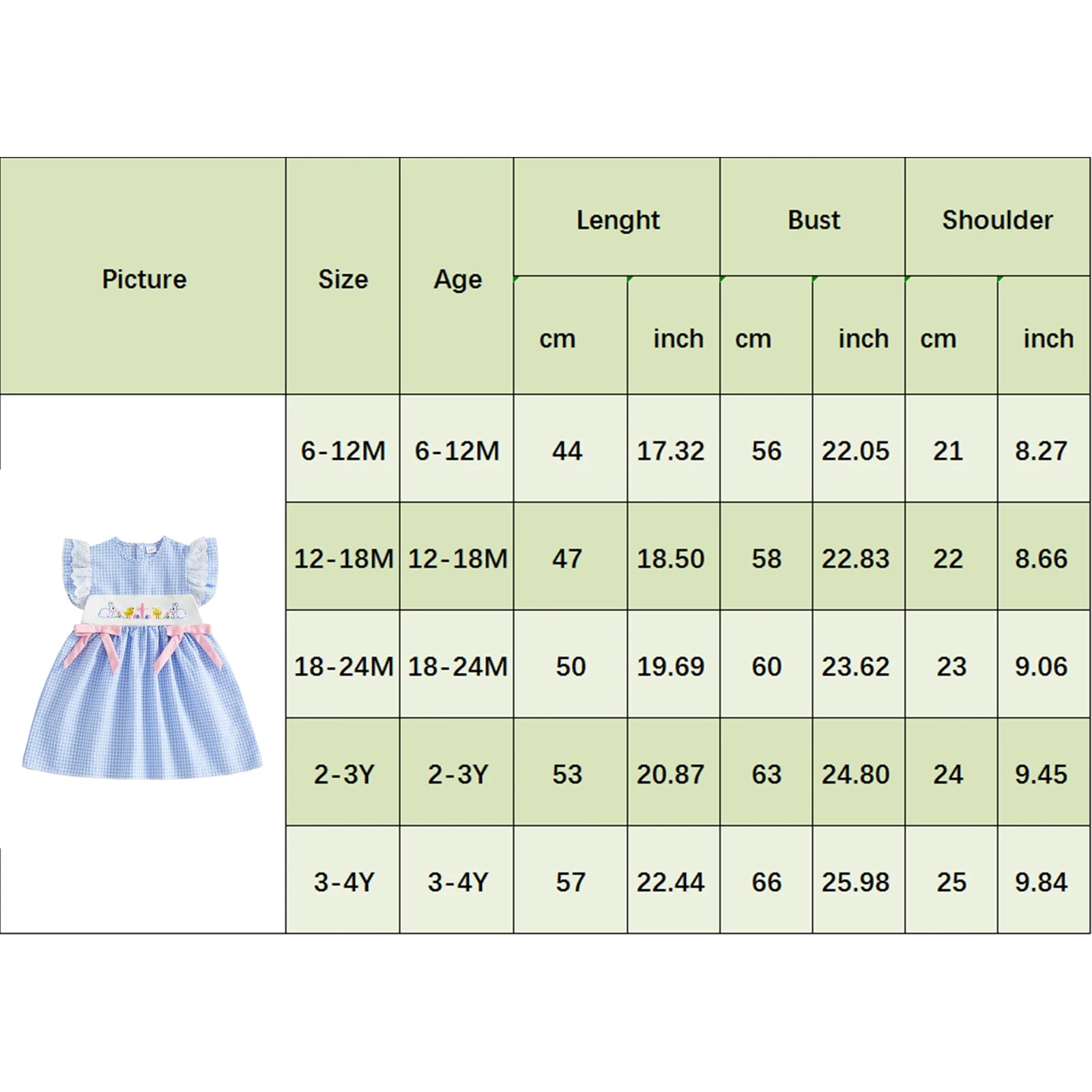 0-4Y Toddler Baby Girl Easter Dress Flying Sleeve Crew Neck Rabbit Chick Embroidery A Line Plaid Print Dress