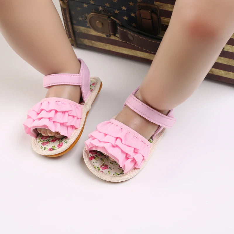 Baby Learning Walk Shoes,Back Zipper Summer Infant Sandals Soft Daily Wear Footwear for Newborn Baby Girls 0-1 Year