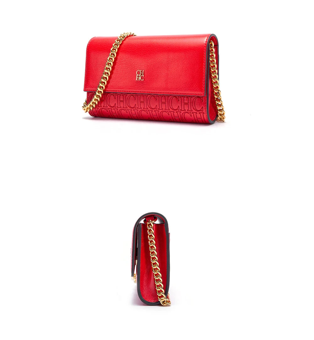 CHCH Women's Shoulder Bag New Magnetic Flip Chain Bag Brown Small Square Bag Wallet