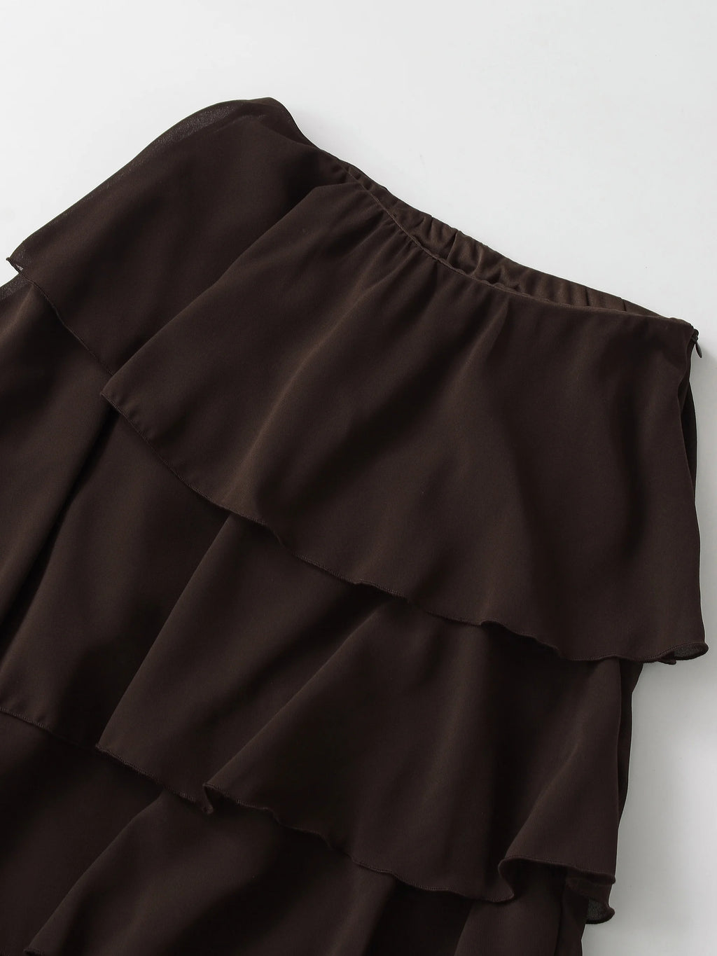 Vintage Tiered Brown Party Commute Modern High Street Long Skirt Elegant Streetwear Fashion 2026 Spring Female Skirt