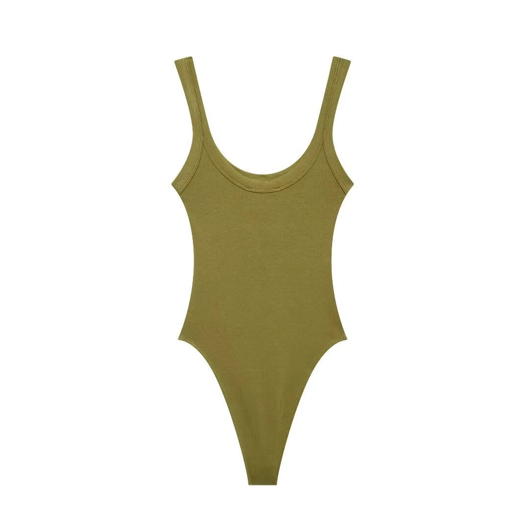 Skinny Ribbed Bodysuits for Women, O Neck, Straps, Snap-Button, Female Playsuits, Sexy Fashion