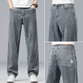 Summer Ultra-Thin Lyocell Men'S Jeans Drape Soft Fabric Loose Straight Casual Denim Pants Elastic Ice Silk Male Trousers