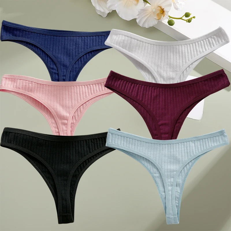 Conjunto de tangas y bragas transpirables de algodón para mujer, cómodas para uso diario