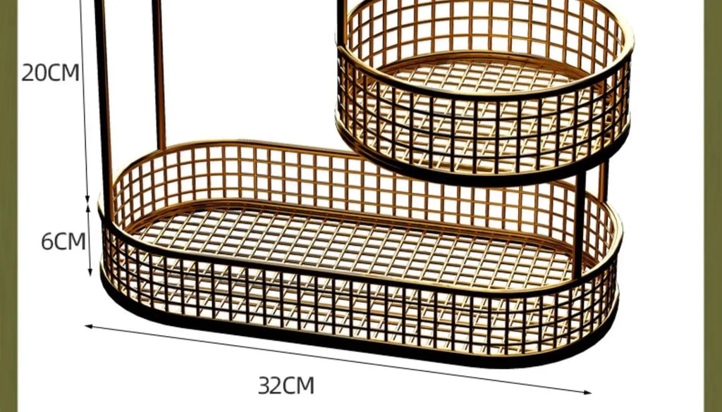 Bandeja de frutas de lujo ligera de múltiples capas, estante de almacenamiento de aperitivos de metal rectangular, cesta para mesa de centro de sala de estar