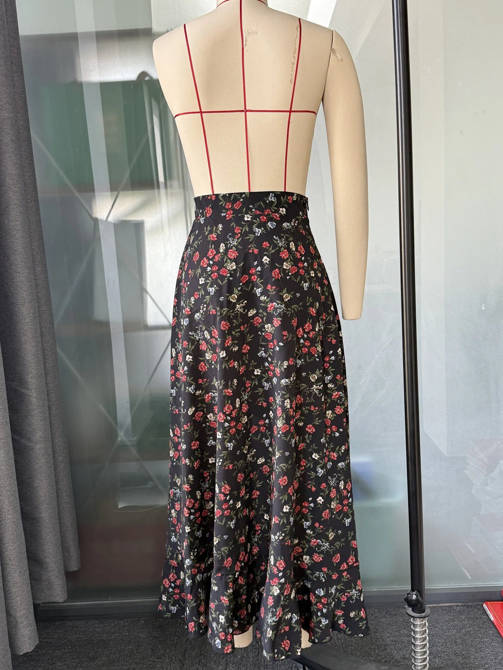 Ladies Floral High Waist Asymmetrical Hem Mid-Length Split Skirt Casual Holiday Fashion Spring Summer Polyester Fabric Elegan...