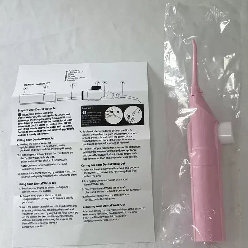 Portable High Pressure Oral Irrigator Household Dental Floss Manual Water Toothpick for Teeth Cleaning