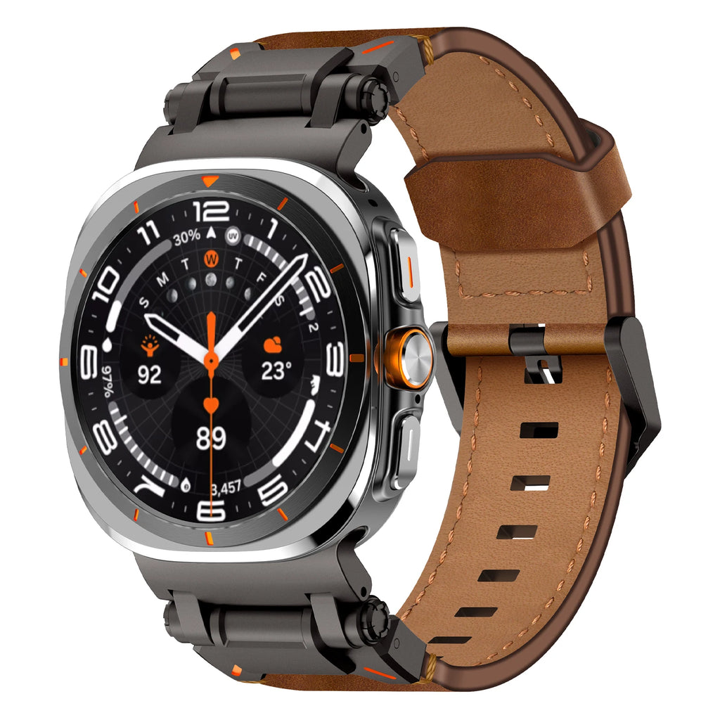 Luxury Leather Band for Samsung Galaxy Watch Ultra 2025 2024 47mm Business Strap for Galaxy Watch Ultra Adjustable Men Wristband