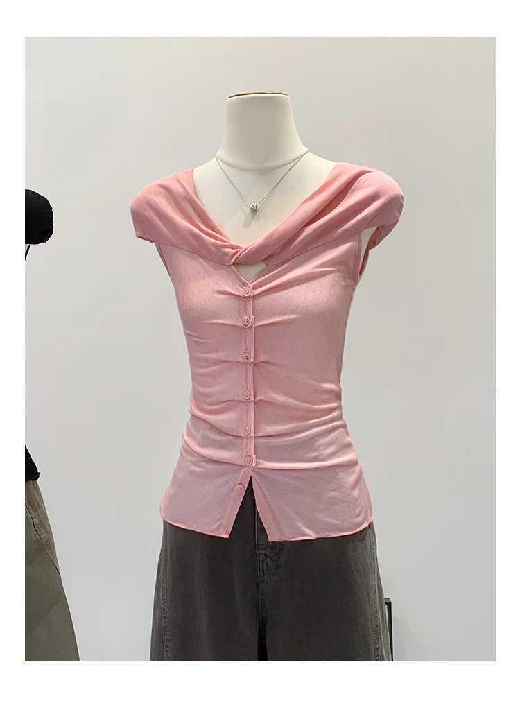Lace V-Neck Sleeveless T-Shirt Women's Korean Style Spring New High-End Feeling Top Comfortable Breathable Pure Color Spring