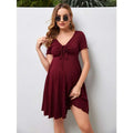 Women's V-Neck Maternity Dress – Loose Fit, Plus Size