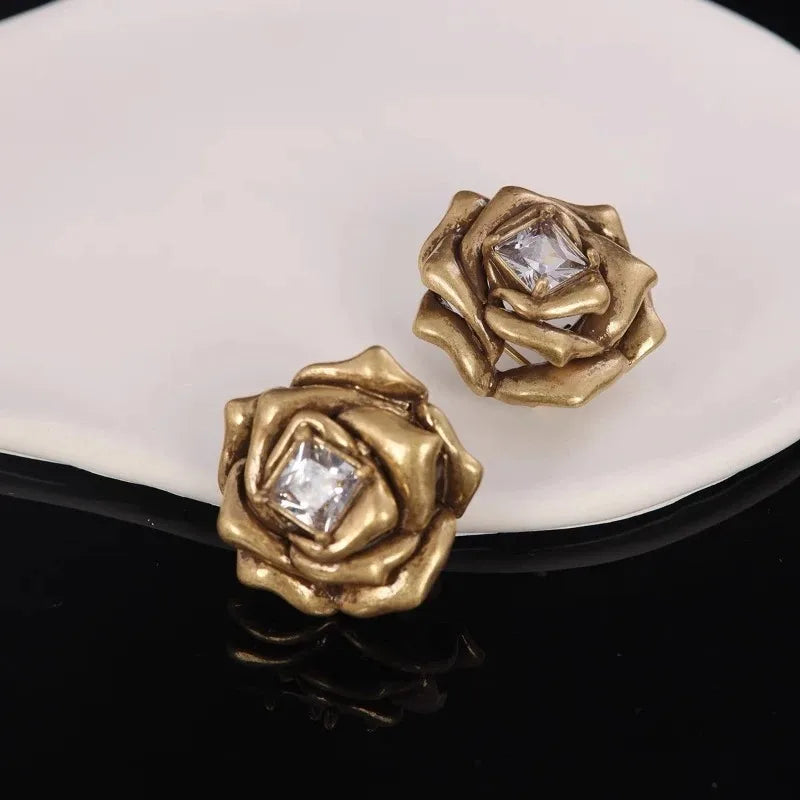 Trendy Jewelry Elegant Temperament Metal Flower Earrings For Women'S Female Gifts Delicate Design Ear Accessories Hot Selling