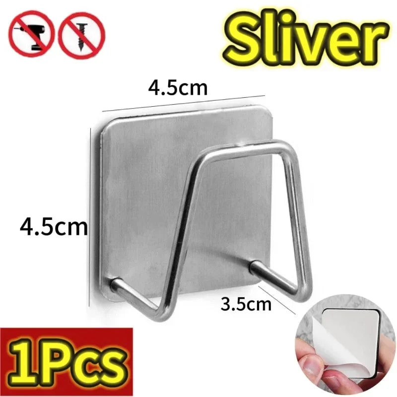 Soporte de esponjas de cocina, estante de acero inoxidable para fregadero, soportes adhesivos, escurridor, ganchos de pared, organizador de almacenamiento de accesorios