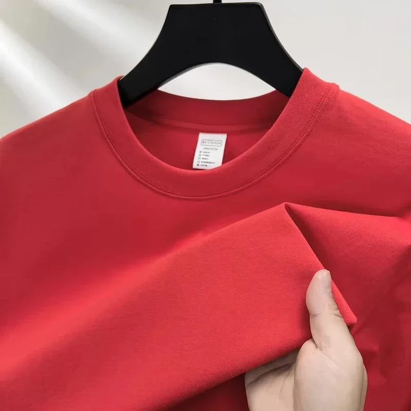 2026 Summer High-End Brand Men Round Neck Short Sleeve T-Shirt, 100% Pure Cotton Fashion Breathable Casual Tops