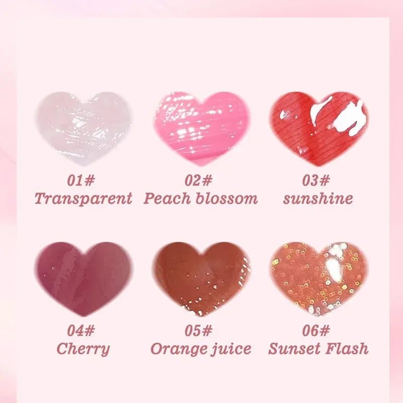 6Pcs Moisturizing Lip Gloss Transparent Lip Oil Hydrating Lip Glaze Lip Plumper Hydrating Make Up Liquid Lipstick Lips Cosmetics