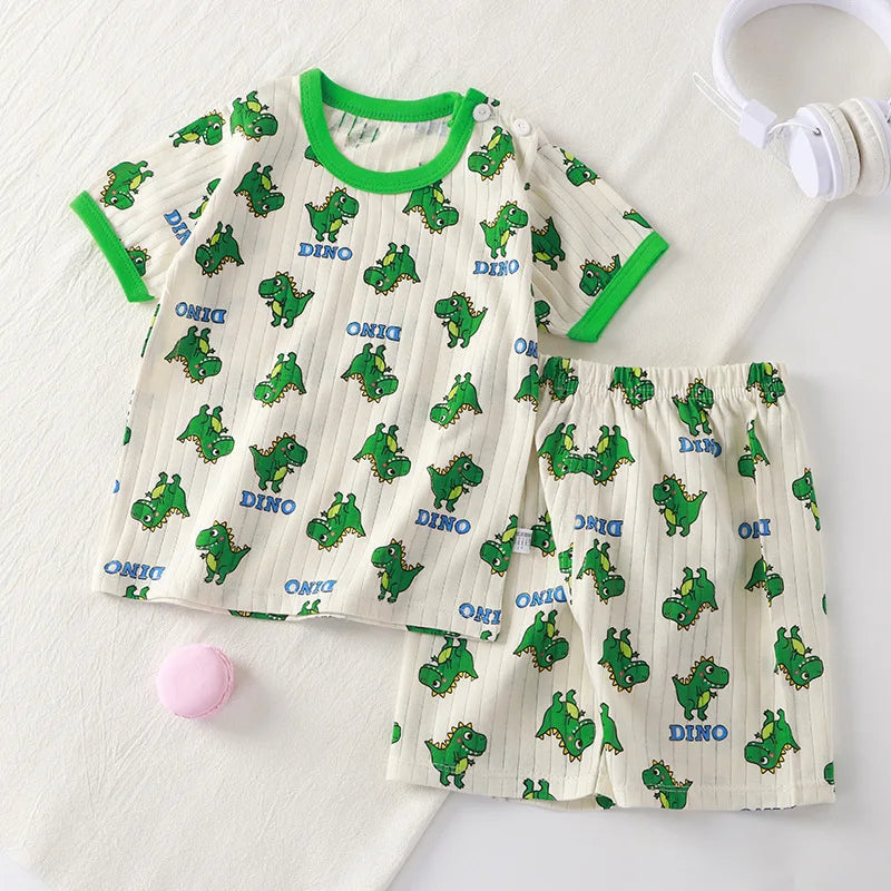 Children's 2-Piece Summer T-Shirt and Shorts Set - Animal Print
