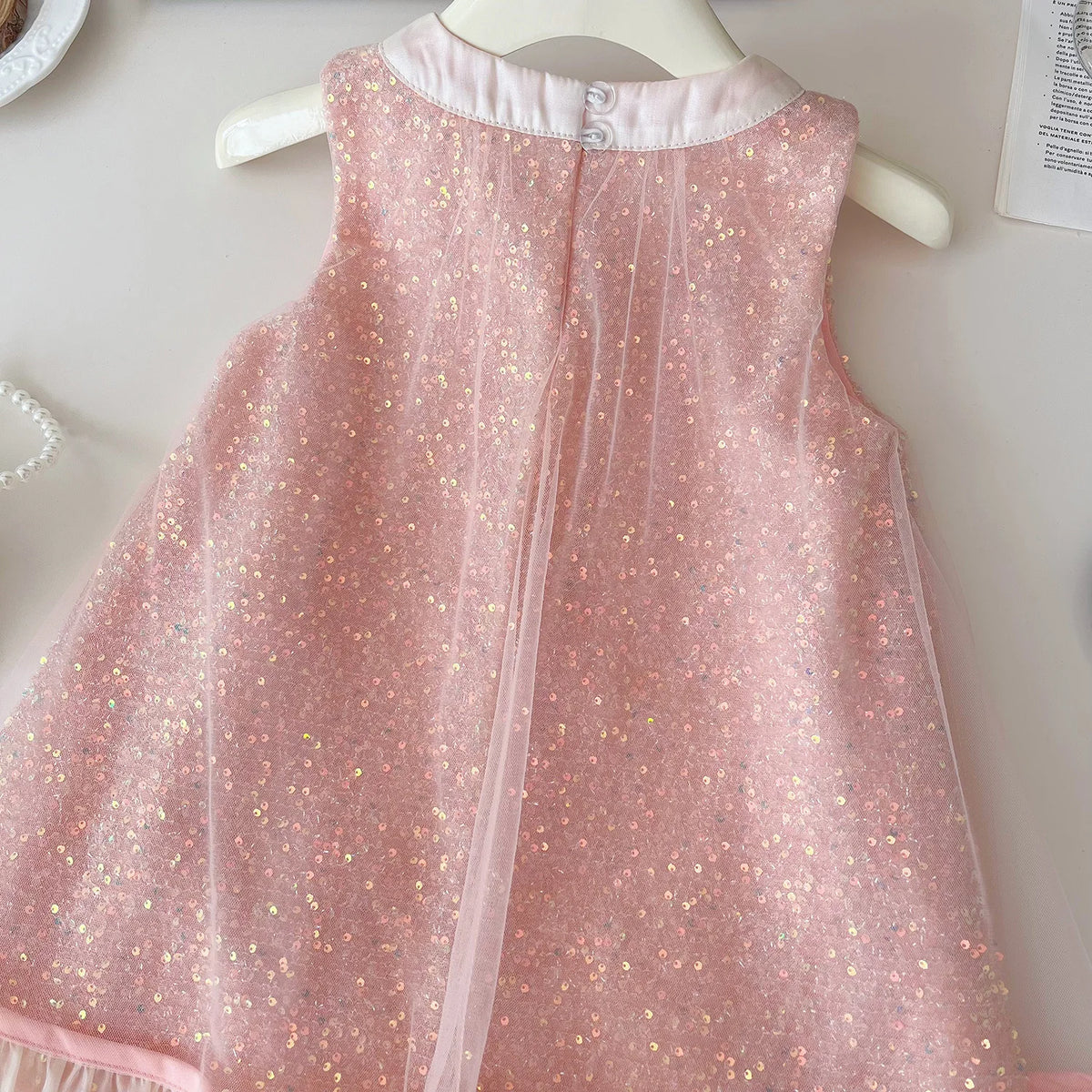 Girls Mesh Party Dress – Sleeveless Bow Detail Gown with Soft Cotton Lining, Special Occasion Outfit Toddler Girl Clothes