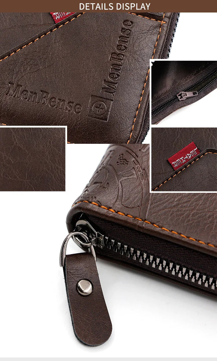 New Men Zipper Wallets Short Card Holder Vintage Male Wallet High Quality PU Leather Classic Coin Pocket Wallet For Boys