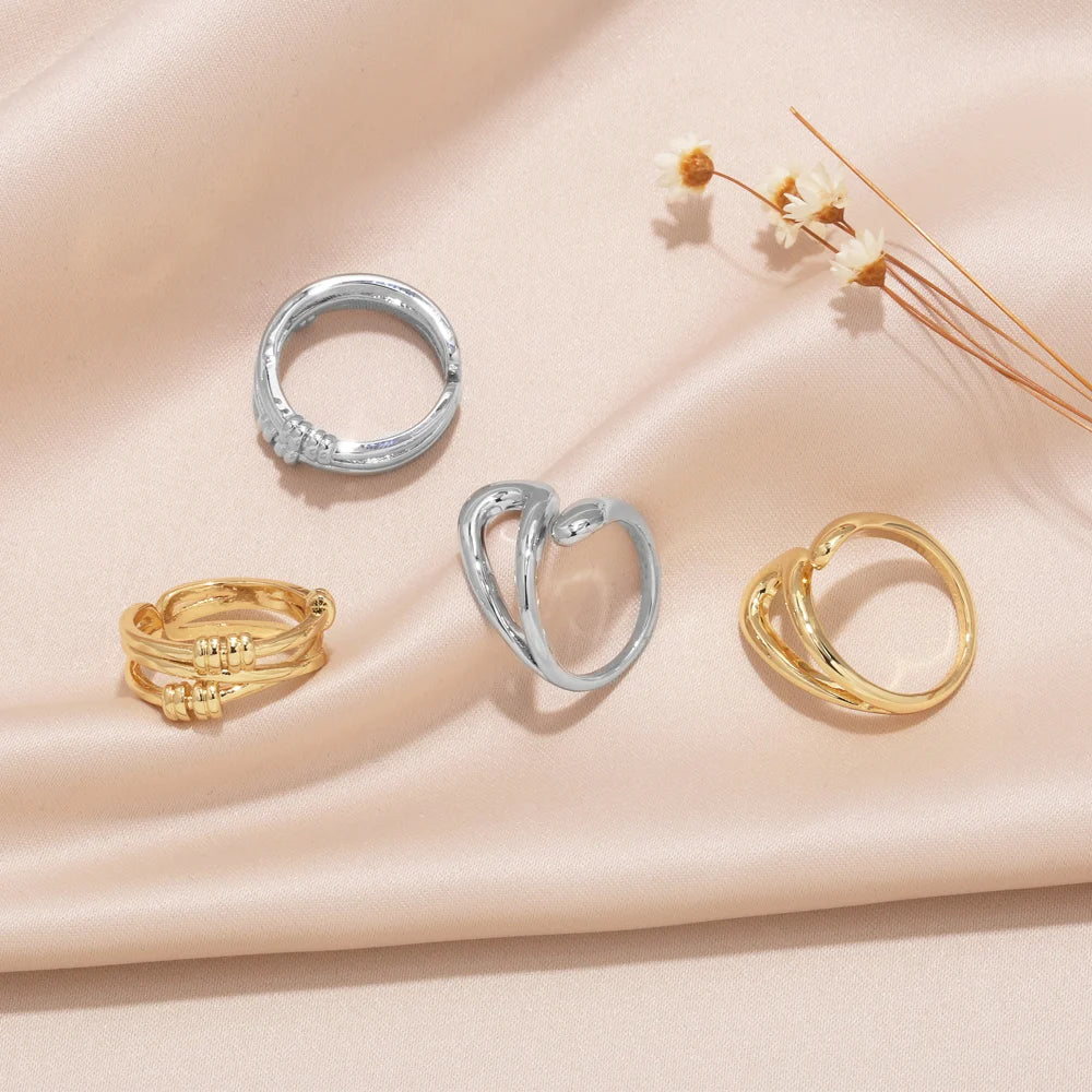 Clearance Trendy Brass Polish Gold/Silver Color Rings For Women'S Copper Gold Plated Adjustable Open Ring Jewelry Righ93