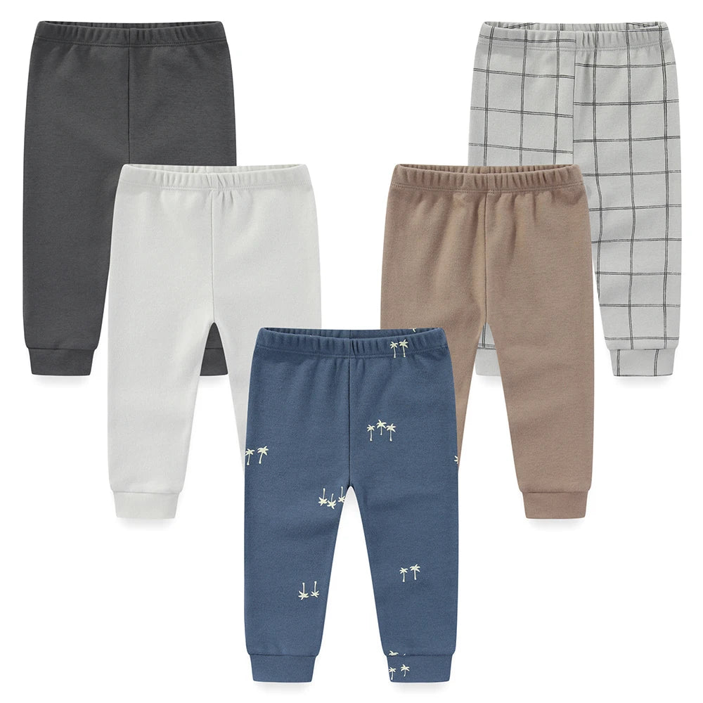 Kiddiezoom 5-Piece Baby Pants Set - 100% Cotton Unisex 0-12M