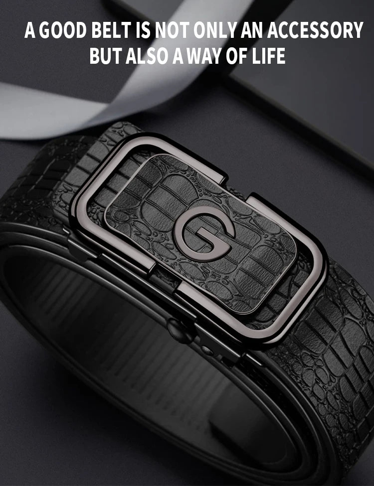Stylish Men's PU Leather Belt - Fashion Belts for Daily Life, Leisure, Party, Festival, Work, and Business Automatic Buckle