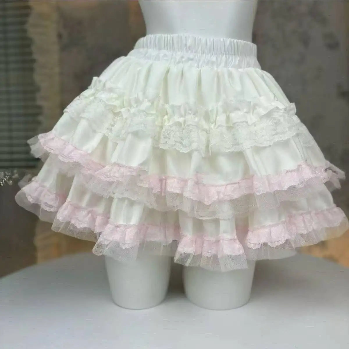 Lolita Style Princess Vintage Cake Skirt  Sweet Kawaii Women Cute Lace Ruffles Party Mini Skirts Harajuku Y2k Faldas Mujer