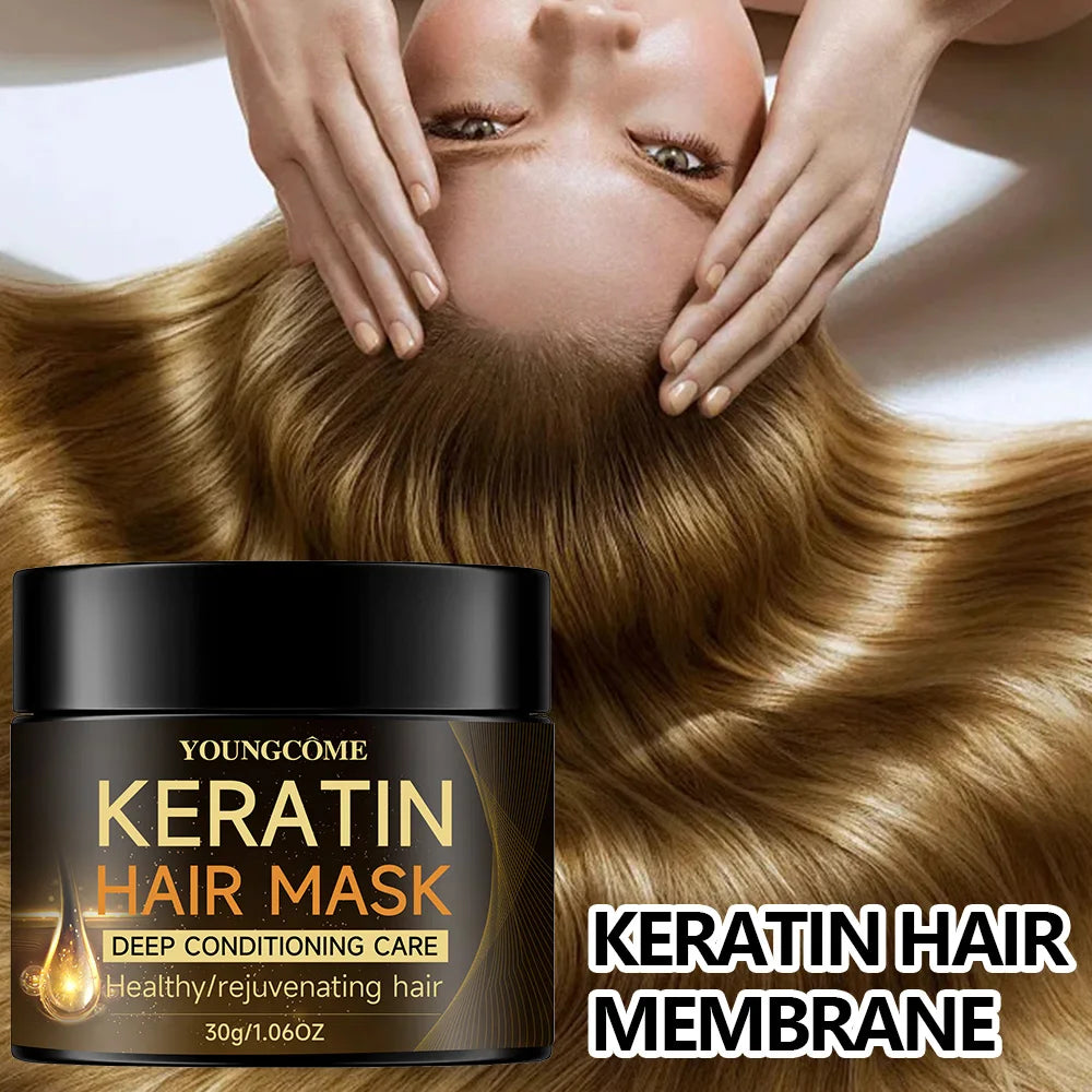  YOUNGCOME Keratin Hair Mask Moisturizer Conditioner Soft Smooth Frizz Damaged Hair Care Repair Hair Restore Shine Hair Mask