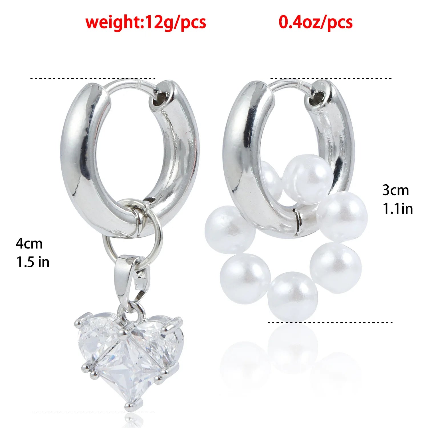 Fashion Jewelry Dual-use Zircon Heart Pendant Earrings for Women Accessory