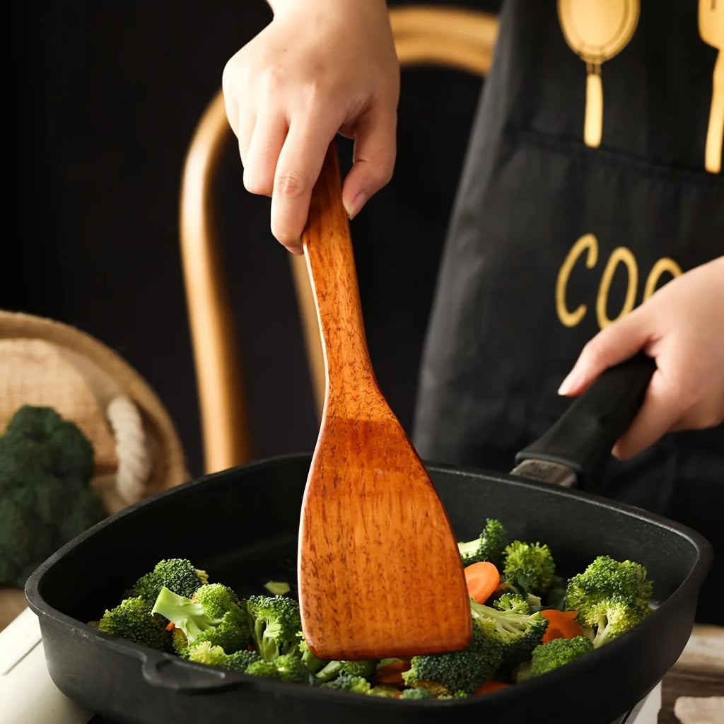 Wooden KitchenCooking Tools 4-piece Set Non Stick Cooking Utensils Durable Wooden Spatula Rice Spoon Spoon Kitchen Utensils