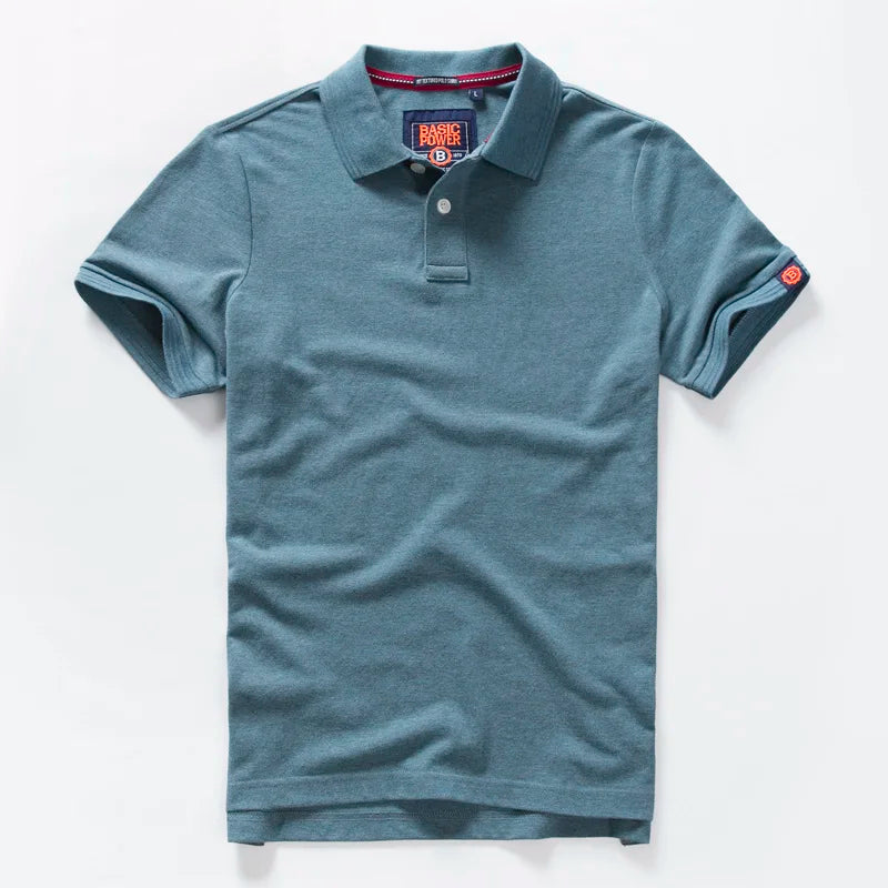 Summer Waed Ort Sve Men'S Irt Casual Vintage Brand Turn-Down Collar T-Irt Breathable Cotton Polyester Blend