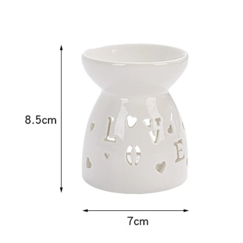 White Ceramic Hollow Incense Burner & Aromatherapy Diffuser