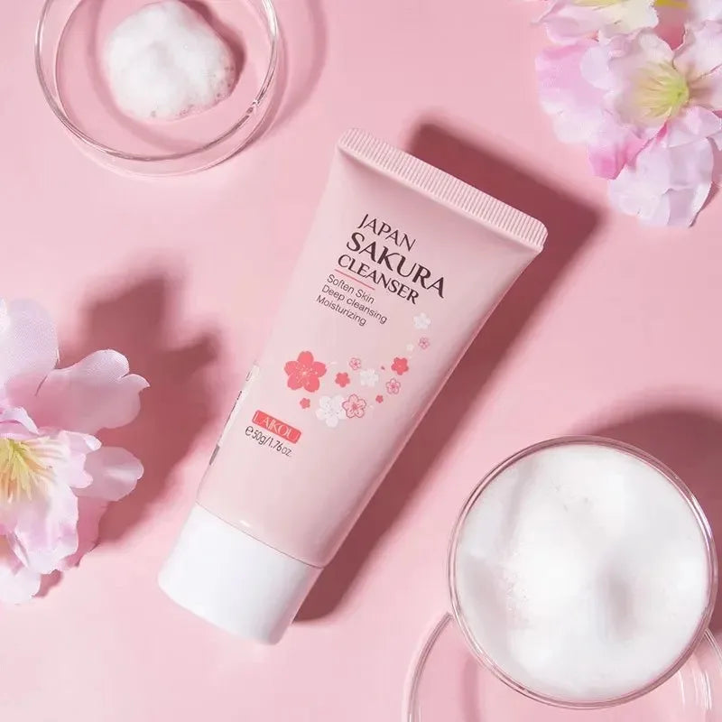 LAIKOU Sakura Facial Cleanser - 50g Gentle Deep Cleaning Face Wash