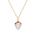 1pc stainless steel adjustable natrual crystal stone gemstone agate Section triangular column simple cusp pendant necklace