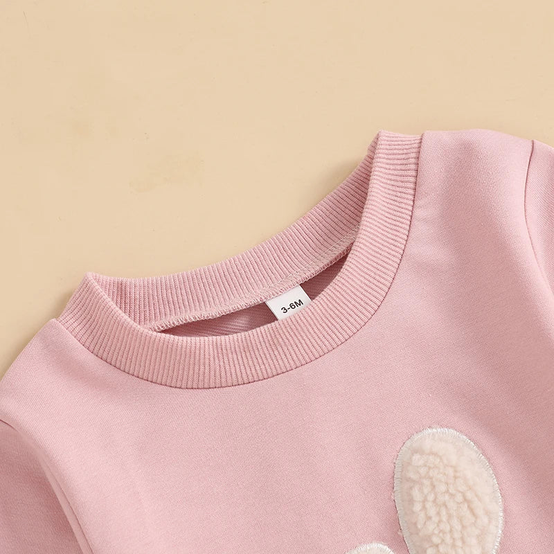 Citgeett Spring Easter Infant Baby Girls Boys Rompers Plush Bunny Embroidery Long Sleeve Jumpsuit Clothes