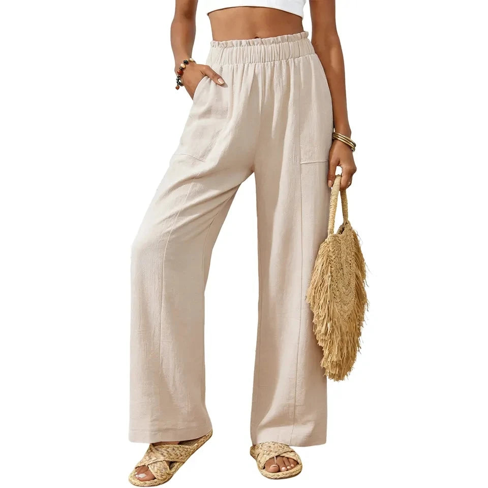 Women's Wide Leg Pants High Waist Loose Casual Trousers with Pockets