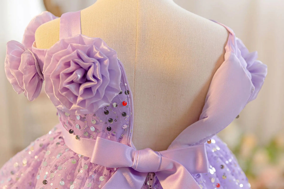 HETISO Flower Girls Sequins Birthday Wedding Party Ball Gowns Kids Child Formal Pageant Holiday Dresses 1-6 Years