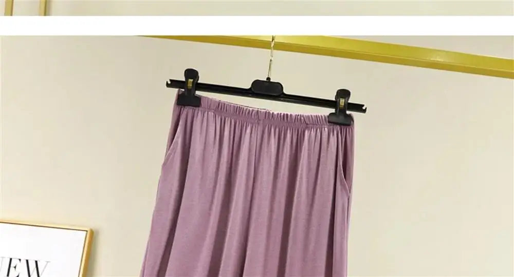 Women's Modal Wide Leg Cropped Pants - High Waist Casual Lounge