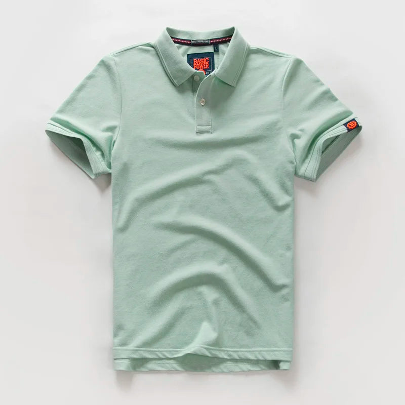 Summer Waed Ort Sve Men'S Irt Casual Vintage Brand Turn-Down Collar T-Irt Breathable Cotton Polyester Blend