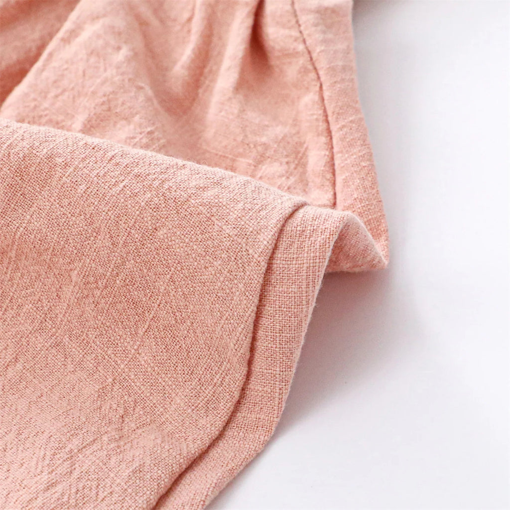 Children's Flying Sleeve Cotton Dress Girls' Skirt Summer Clothing Solid Color Short Ins