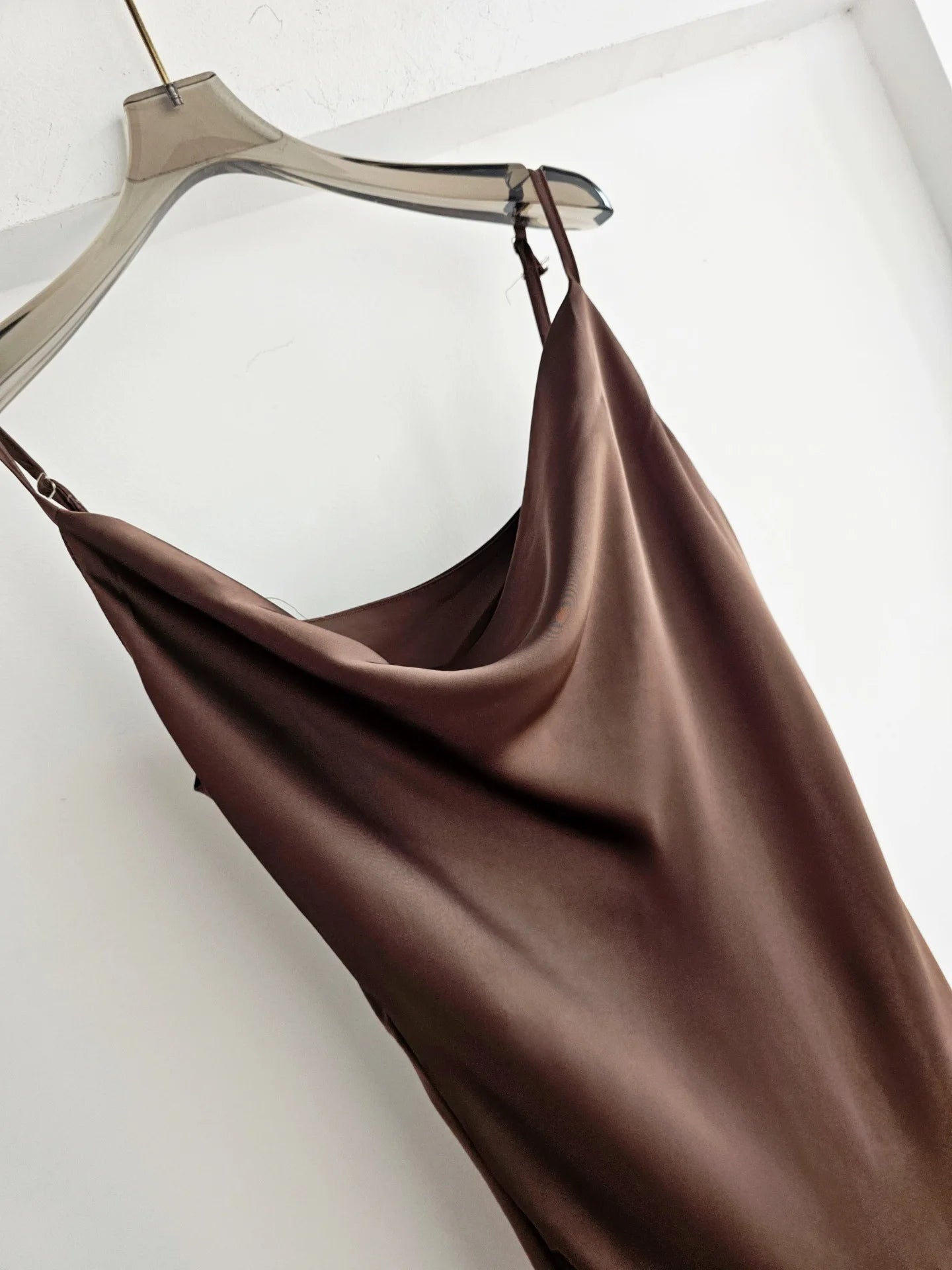 Acetate Satin Long Dress Women's Vacation Gown U-Neck Strapless Luxury Elegant Draped Skirt Three-Dimensional Effect Dyed